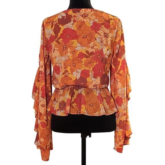 HOUSE OF HARLOW 1960 Makana Blouse in 70s Floral, Size Small - Picture 3 of 13
